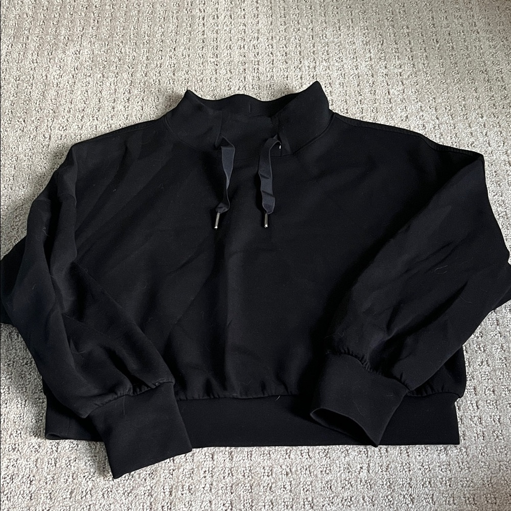 Spanx Black Sweatshirt With Drawstring Collar - image 1